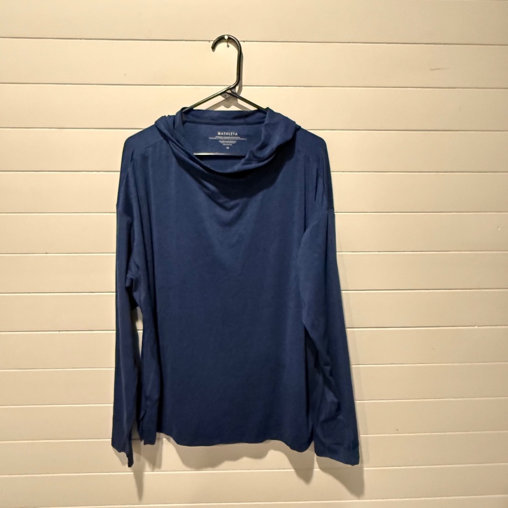 Athleta Uptempo II Hoodie Sweatshirt Women 1X Blue Cowl Neck Active Top